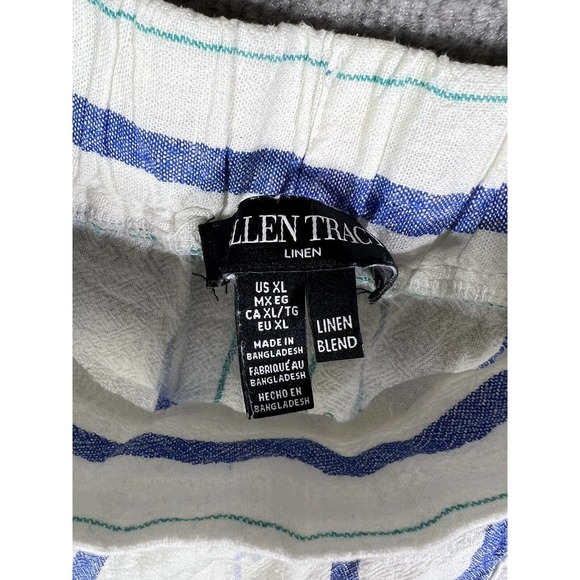 Ellen Tracy Linen Rayon Striped Pull On Pants Womens Size XL Pockets - Picture 4 of 16